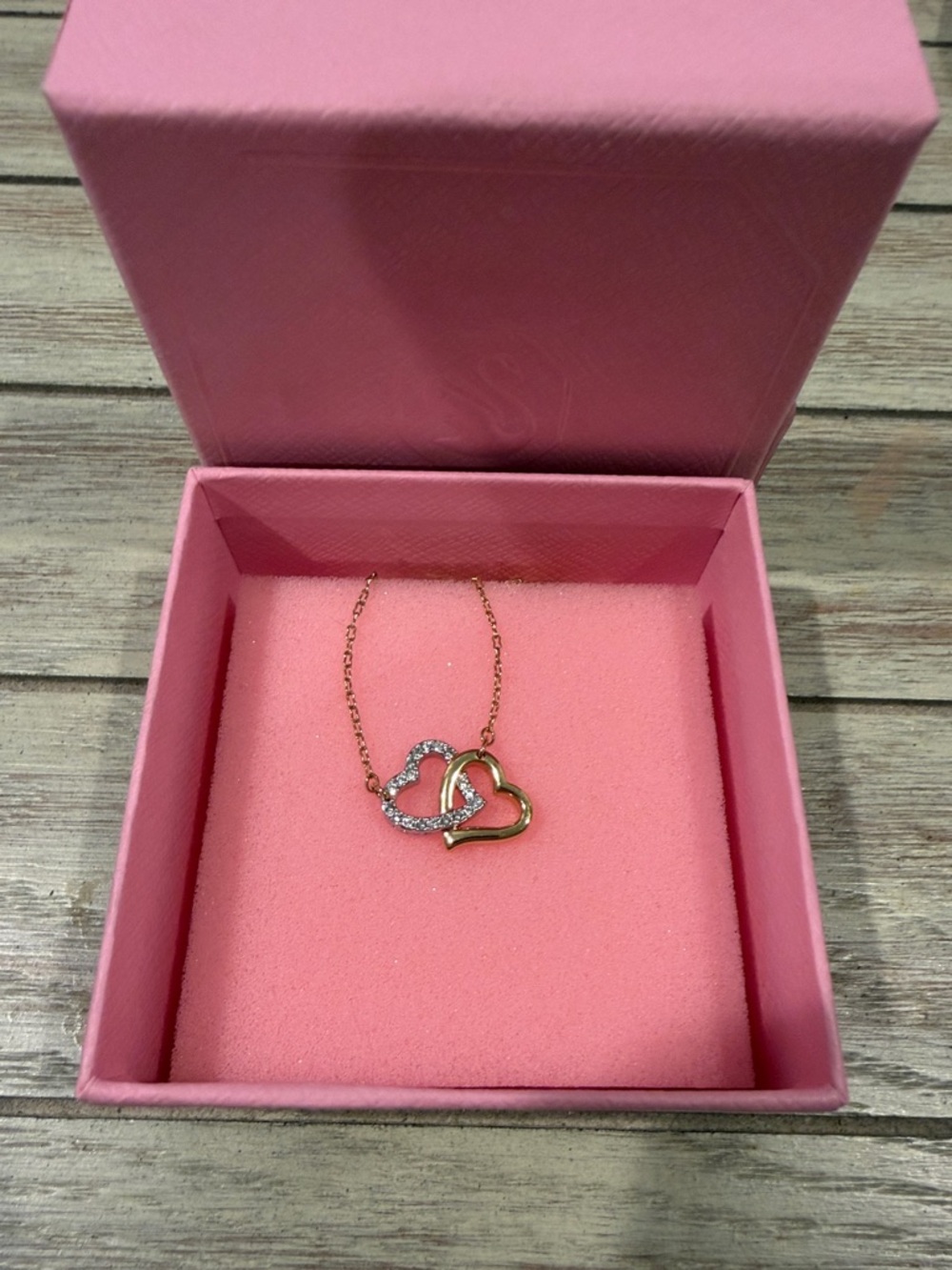 Swarovski Rose Gold and White Crystal Interlocked Heart Necklace
